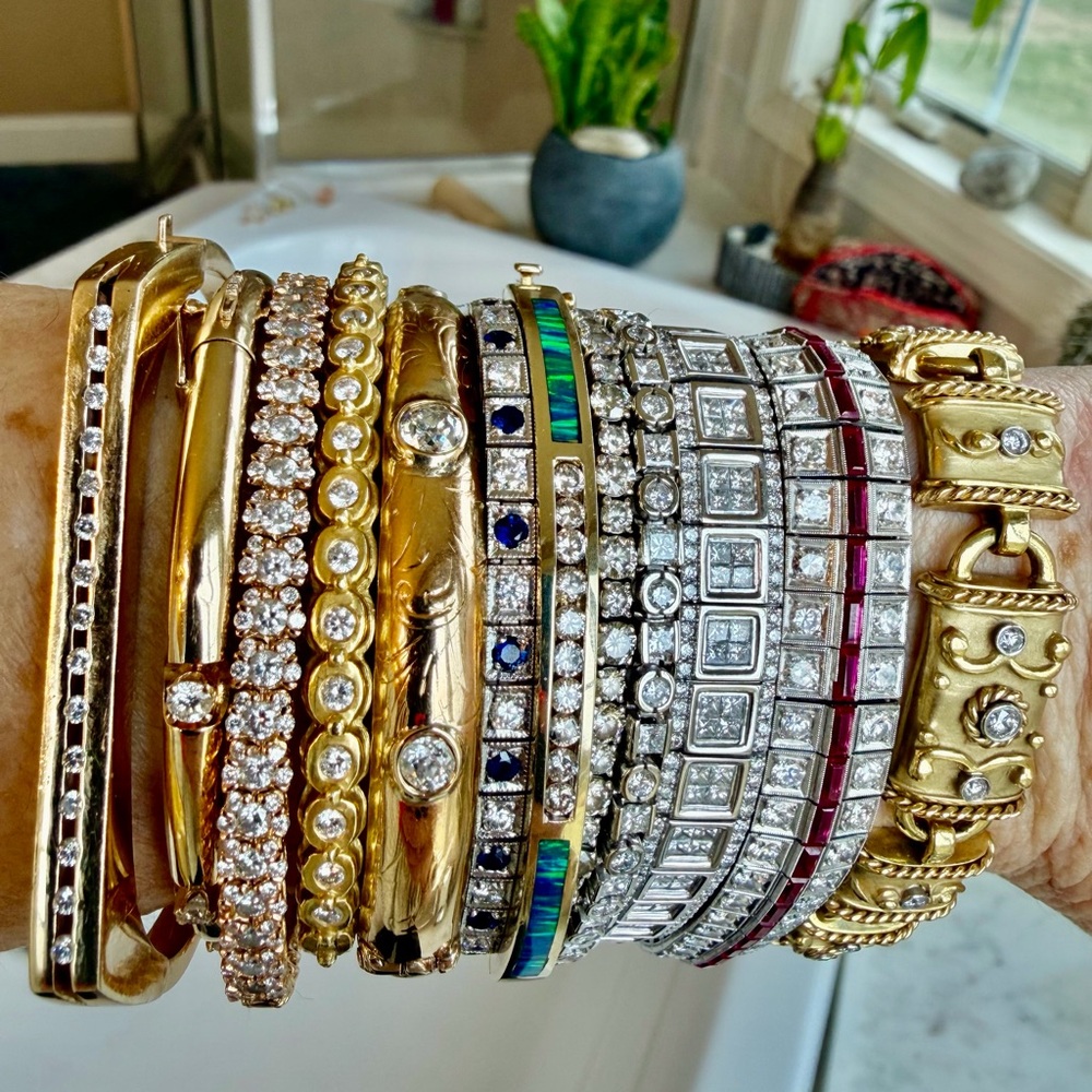 14 and 18 karat gold diamond bracelets